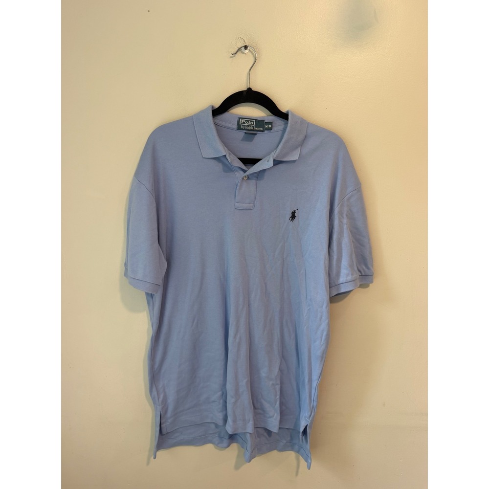 Polo Ralph Lauren Mens Medium Light Blue Short Sleeve Cotton Polo Shirt